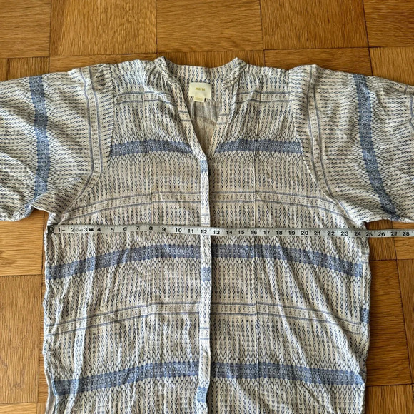 Maeve Lena Tunic Top Small Blue White Cotton Gauzy Loose Flowy - Picture 7 of 8
